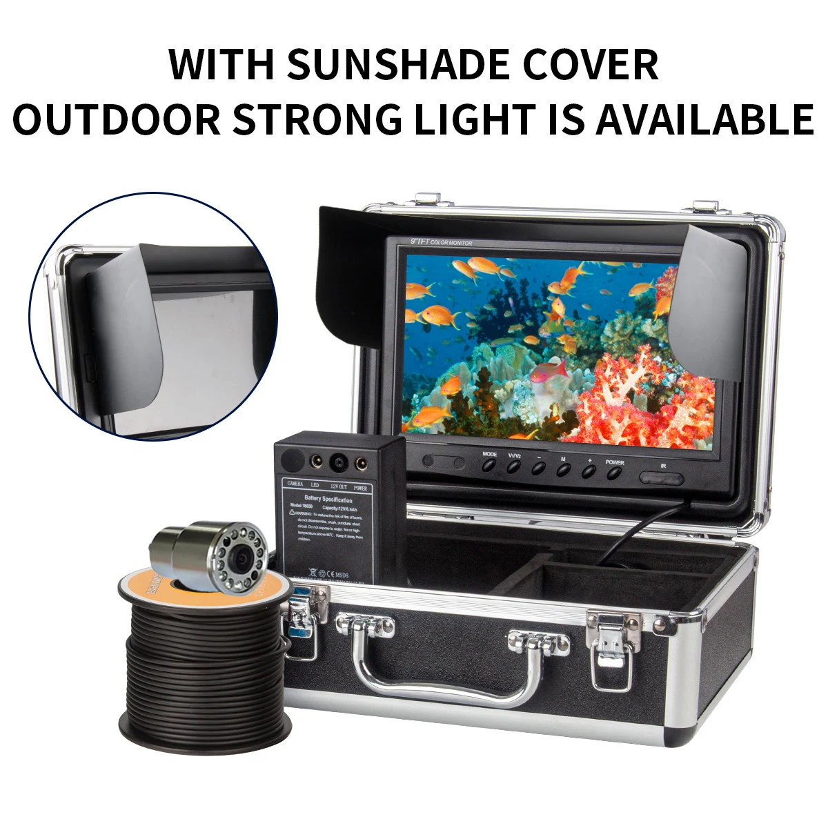 WF13plus1200TVLFishingCameraWaterproofUnderwaterDVRVideoCam15m