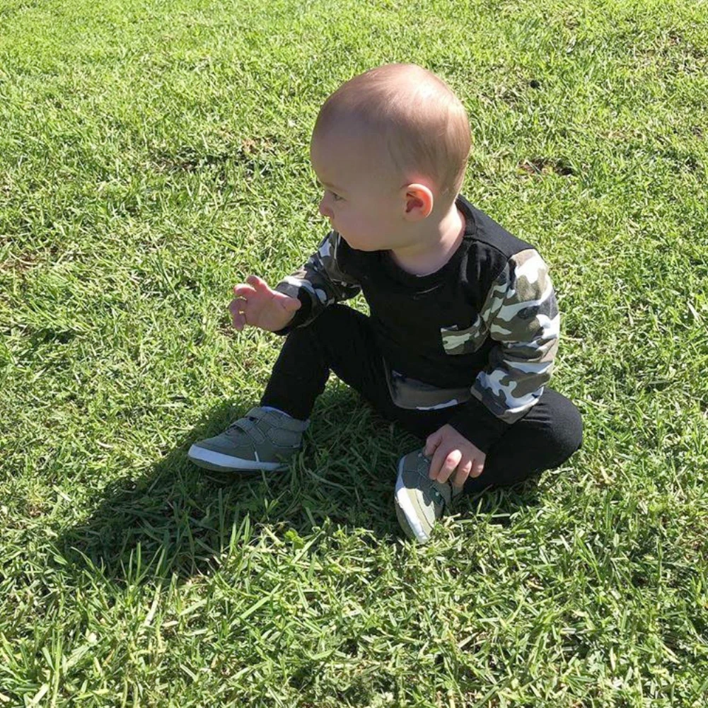 US 2PCS Toddler Boy Clothes Long Sleeve Camouflage T-Shirt Pants Outfit Autumn