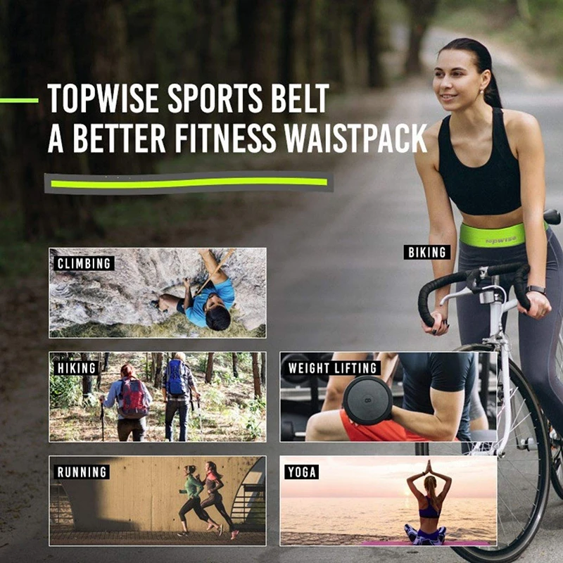 Running Belt Travel Pouch Sports & Workout Waist Pack  Elastic Pocket Belt with 4 Large Pockets Fits All Smart Phone