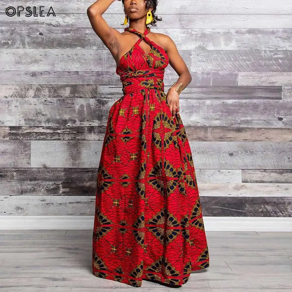 Opslea/африканские платья для женщин, Bazin Riche Vestidos, традиционное платье макси с принтом, Дашики, африканские платья для женщин