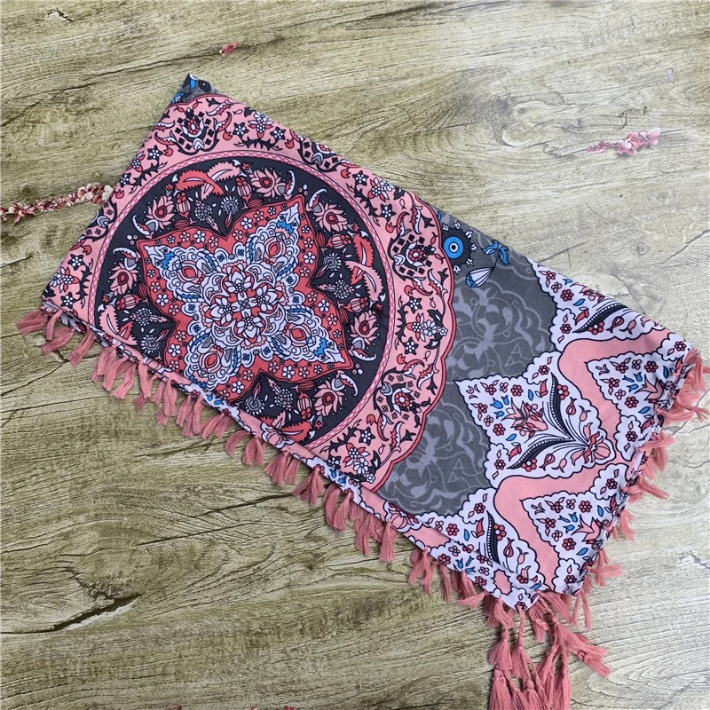 xw4-4 gray pink Новинка, брендовый женский шарф, квадратные хлопковые шали и палантины, Дамская Пашмина с кисточками, богемский платок, зимняя женская бандана, хиджабы - Цвет: xw4-4 gray pink