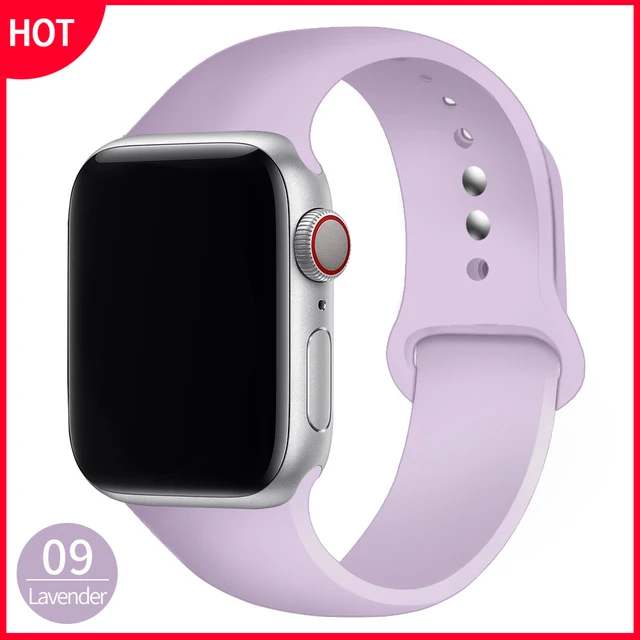 Silicone Strap For Apple Watch Band 42mm 45mm 38mm 44mm 40mm Smartwatch Rubber Sports Watchband Bracelet iWatch series 7 6se 5 4 Lavender