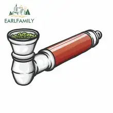 EARLFAMILY 13cm x 12.9cm for Weed Pipe Anime Funny Car Stickers RV VAN 3D DIY Fine Decal Bumper Trunk Truck Graphics Vinyl JDM