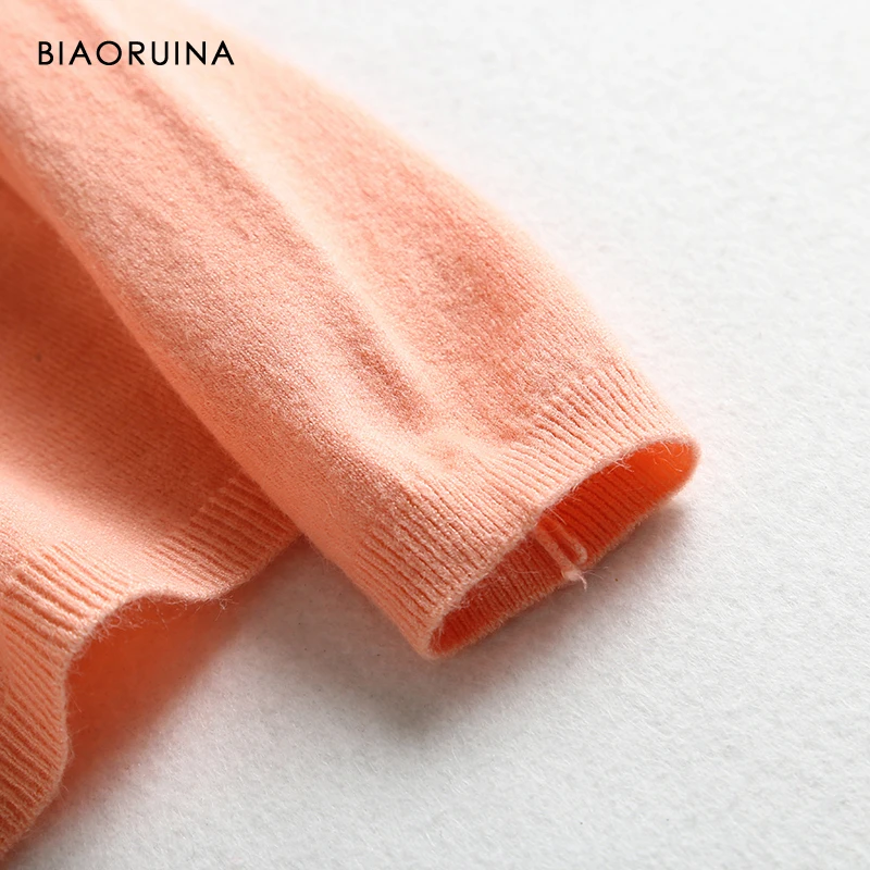BIAORUINA, 8 цветов, Женский Повседневный базовый Универсальный однотонный вязаный свитер, женское нижнее белье, пуловер с v-образным вырезом, один размер