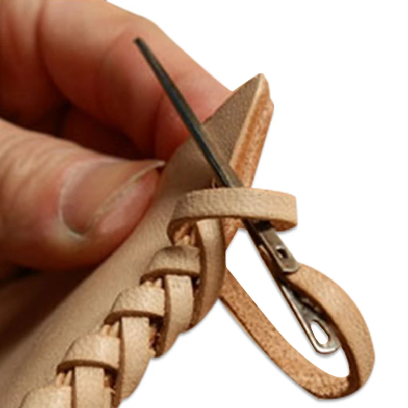QJH 2pcs Leather needle sewing craft tool leather knitting needle double hole leather rope lace DIY sewing kit leather sewing kit leather sewing needles leather tool leather tools leathercraft tools leather sewing tool set