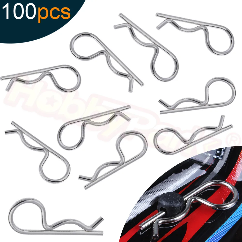 100pcs Universal Flat Rc Car Body Clips Pins For All 1/10 Scale Traxxas
