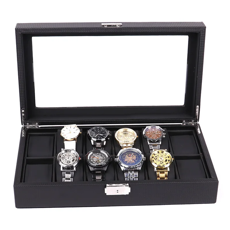 

Tan yun Zhiyuan PU Leather Woven Pattern 12-Bit Watch Box Jewelry Bracelets Storage Display Packaging Box