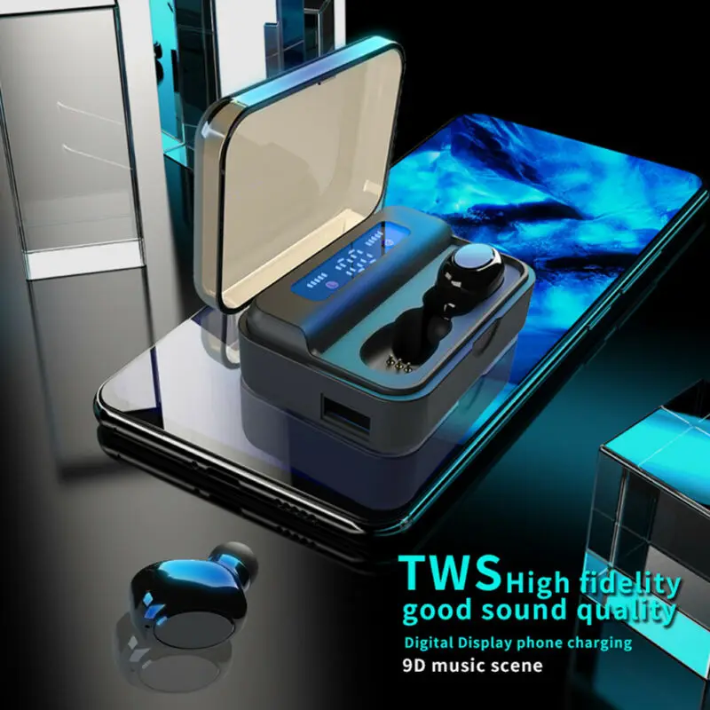 New 5 0 Bluetooth Earphone 8D Stereo Wireless Earbuds Mini Wireless Earphone Headset with Power Bank Earphone Headphone