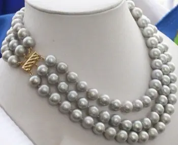 

Beautiful Southern Ocean natural gray pearl necklace 9-10 mm 16-18 inch 14k/20