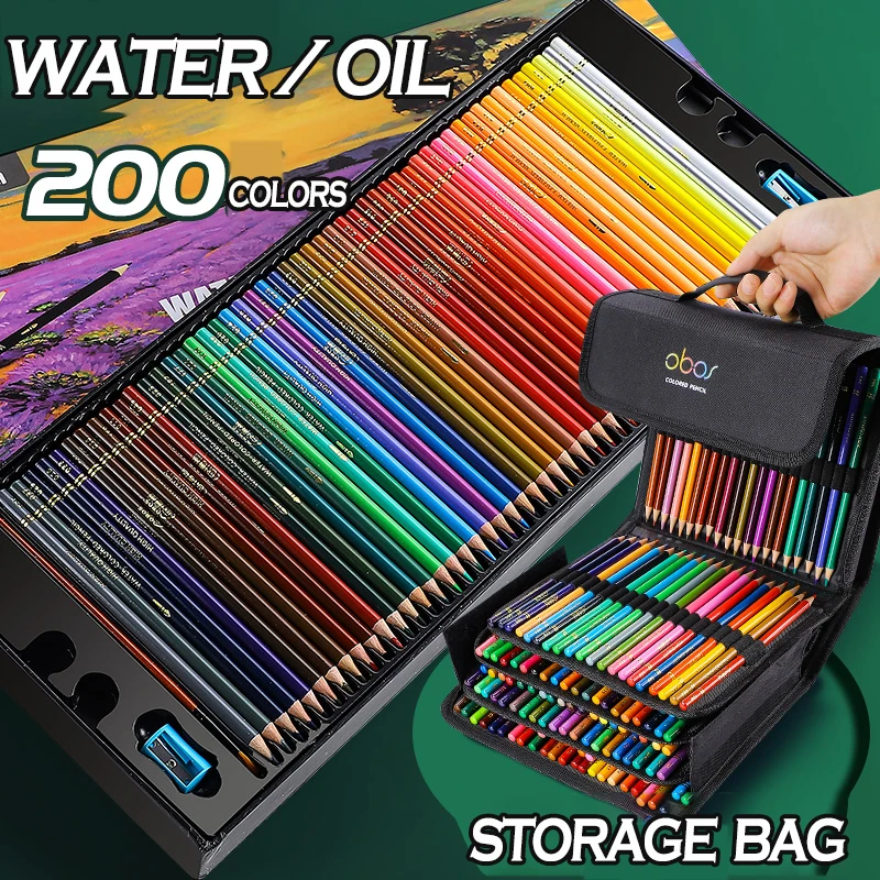 48/72/120/150/200 Professional Oil Color Pencil Set Watercolor Drawing colored pencils  with Storage Bag coloured pencils kids