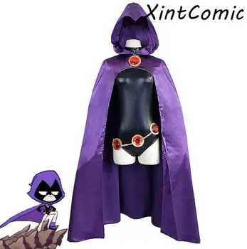 

Titans Raven Cosplay Costume Superhero Sexy Women Cloak Jumpsuits Zentai Halloween Party Jumpsuit