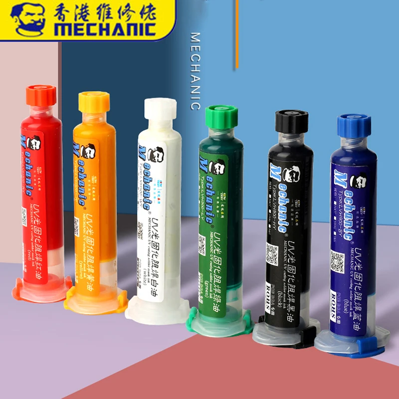 MECHANIC 10ML UV Curable Multi-color Soldering Paste PCB BGA Paint Prevent Corrosive Arcing Welding Fluxes Oil