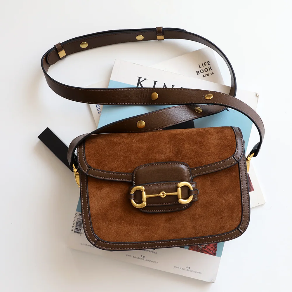 

Vintage Crossbody Women Bag Genuine Leather+Suede Messenger Bag Luxury Brand Design Shoulder Bags Louis Brand Torebka Damska CC