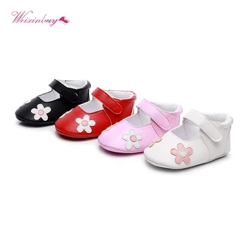 

Baby Shoes Sweet Flower Casual Princess Girls Baby Kids Pu Leather Solid Crib Babe Infant Toddler Cute Ballet Mary Jane Shoes 0-