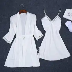 Sexy Summer Womens 2PC Robe Bath Gown Strap Top Kimono Pajamas Sets Sleepwear Lady Home Wear Nightgown Suit Sleepshirts M-XXL