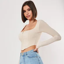 Best Price summer and spring side collar Navel exposed stretch tights clothes shirt tshirt tee Long Sleeve Chic Zipper Top stretch T-shirt Best Price summer and spring side collar Navel exposed stretch tights clothes shirt tshirt tee Long Sleeve Chic Zipper Top stretch T-shirt