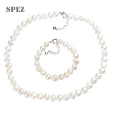 Ювелирные наборы из натурального жемчуга, настоящее барокко, ожерелье из пресноводного жемчуга, браслет ручной работы для женщин, подарок, Новое поступление, SPEZ