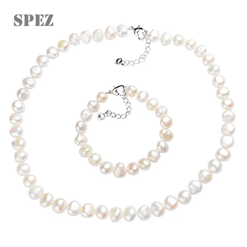 

Natural pearl Jewelry Sets Real Baroque Freshwater pearl Necklace Handmade Bracelet for women Gift New Arrivals 2019 SPEZ