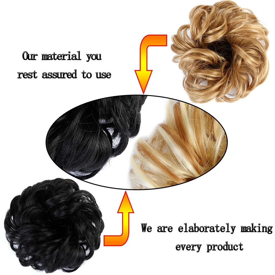 QIANAO светло-коричневый Chingnon эластичность поддельный кудрявый пучок эластичная лента Updo Braidal Hairpieces для женщин накладные волосы головные уборы