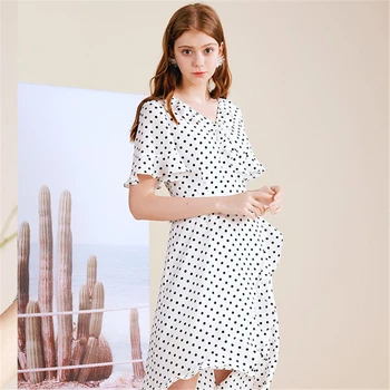

LA CISNE Summer new wave point sweet and age-reducing temperament fairy goddess fan irregular dress women