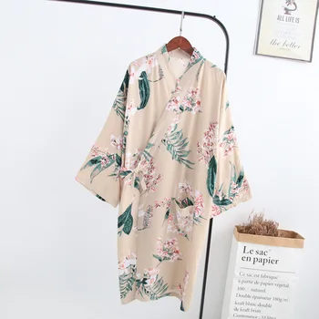 

Nightwear Spring And Summer Japanese пижама Women'S Home Gown Pure Cotton Robes Thin Kimono Long Size Robe Sleepwear Bathrobe