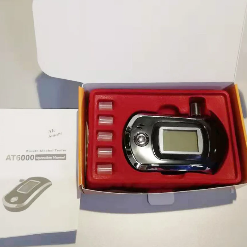 Professional Digital Breath Alcohol Tester Breathalyzer with LCD Dispaly with11 Mouthpieces AT6000 Hot Selling dfdf - Цвет: with box