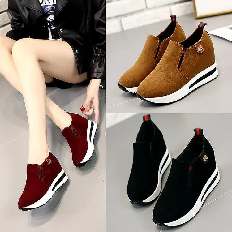

Spring Versatile Korean-style Platform Slanted Heel Thick Bottomed Elevator WOMEN'S Pumps Comfortable Loafers Fashion Semi-high