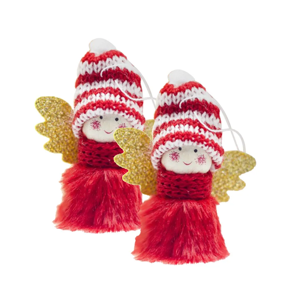 Рождественское украшение, милый плюшевый ангел, подвеска для девочки, Новогодние рождественские игрушки на елку, рождественские украшения Navidad - Цвет: Красный