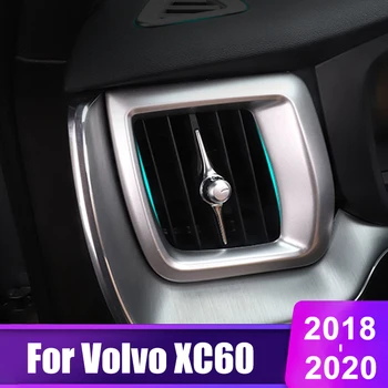 

For Volvo XC60 2018 2019 2020 ABS Chrome Carbon Fiber Car Control Panel Vent Trim Soft Air Outlet Panel Cover Auto Accessories