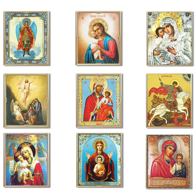 Canvas-Painting-Religion-Icon-of-St-Nicholas-Portrait-Posters-and-Prints-Wall-Art-Religious-Madonna-and