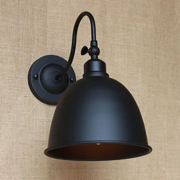 

Metal Lampshade Wall Lamp for Workroom Bathroom Bedroom Foyer Balcony Vanity Lights E27 Contracted Style Vintage LOFT BLACK 110V