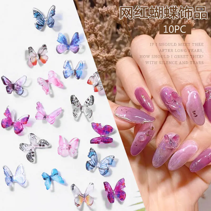 

Fall 2020 10PC 3D Butterfly 3D Nail Charm Jewelry DIY Japanese Style Manicure Design Nail Art Decoration Accessories