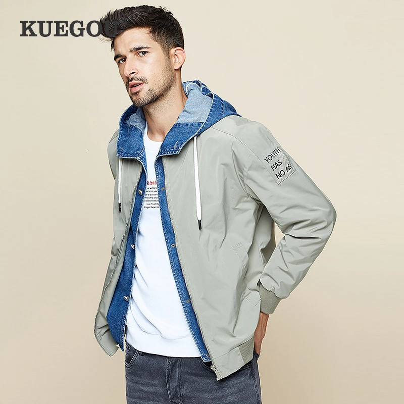 Best Price KUEGOU 2019 Осенняя Лоскутная джинсовая куртка с капюшоном для мужчин и пальто для мужчин хип-хоп Японская уличная одежда винтажная Корейская од... Best Price KUEGOU 2019 Осенняя Лоскутная джинсовая куртка с капюшоном для мужчин и пальто для мужчин хип-хоп Японская уличная одежда винтажная Корейская од...