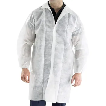 

10pc Unisex Disposable Polypropylene Lab Coat Elastic Wrists No Pockets Protective Jacket Outdoor Travel Supplies Accessories d2