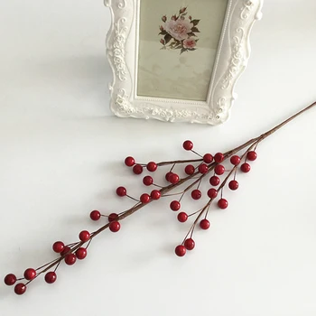 

Red Artificial Flower Christmas Red Berry Stem Picks Decorative Flower Branch Weeding Party Decoration Flower Arrangements