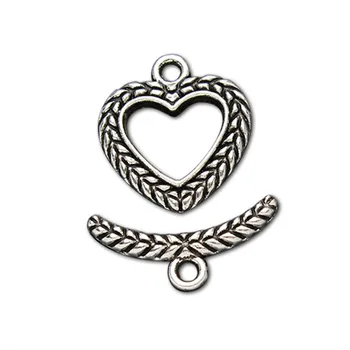

Fostfo 20pcs/lot Ancient Silver Heart Shaped OT Clasps For Leather Handmade Bracelets End Connector Jewelry Making Accessories
