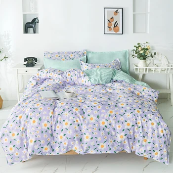 

Flower Bed Cover Set 220cx240 Soft Bedding Printed Pastoral Sheet, Pillowcase & Duvet Cover Sets Double Single Bedsets Cotton 5t