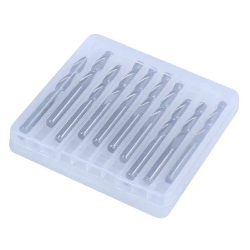 

10Pcs/box 1/8" 2 Flutes Carbide Ball Nose End Mills CNC Bits 17mm Flute Length