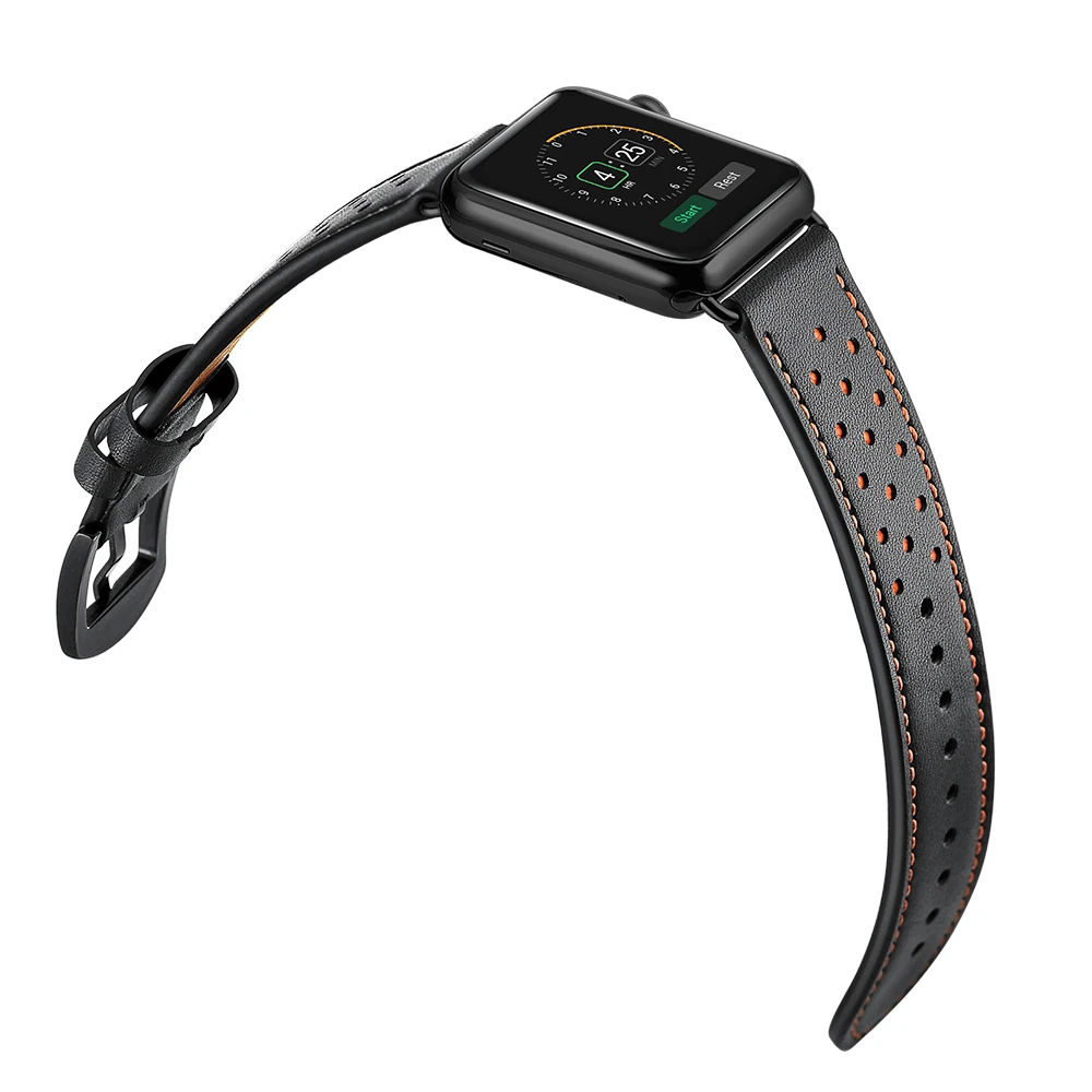 Ремешок для часов Apple Watch 4 3 2 1 40 мм 44 мм черный оранжевый ремешок для часов из натуральной кожи ремешок для iwatch 38 мм 42 мм браслет
