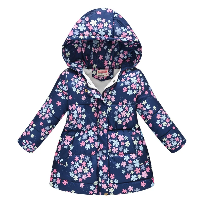 Зимняя теплая куртка для девочек в европейском и американском стиле; детская плотная куртка с принтом; милая осенняя куртка с капюшоном для маленьких девочек - Цвет: Photo Color
