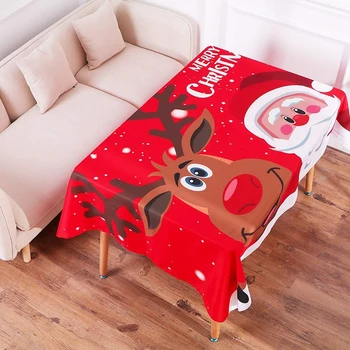 

2020 Hot Sale Old Man Elk Big Tablecloth Cartoon Pattern Christmas Tablecloth Party Universal Christmas Desktop Decoration