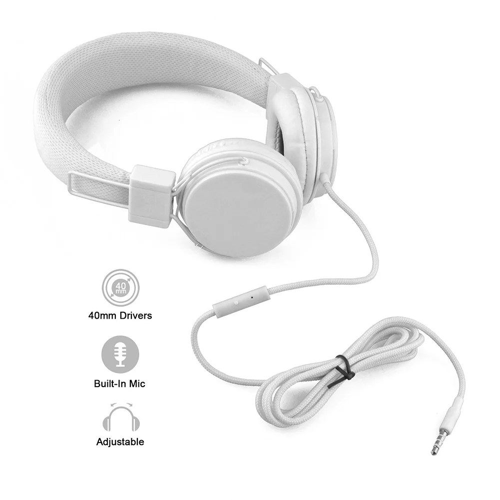 Built in Mic Foldable Stereo Headphones Adjustable Headset Kids On Ear Children Wired E H004