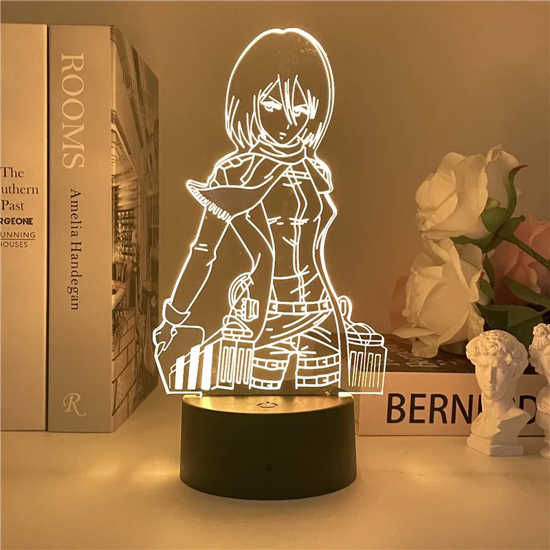 night lamp 3d Night Light Attack on Titan Mikasa Ackerman Figure Girl Nightlight for Dorm Room Decor Light Led Usb Battery Lamp Event Prize nite light