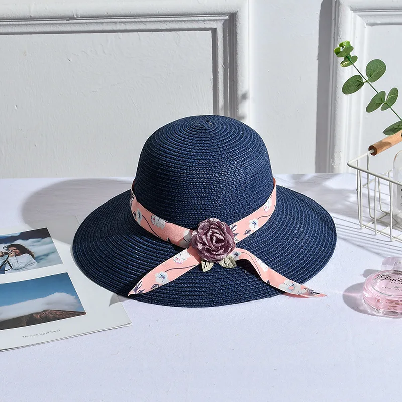 New Product Plain Colour Sunshade Woman Sun Hat Outdoors Tourism Hat Knitting Hats Summer Sandy Beach Hat Straw Hat