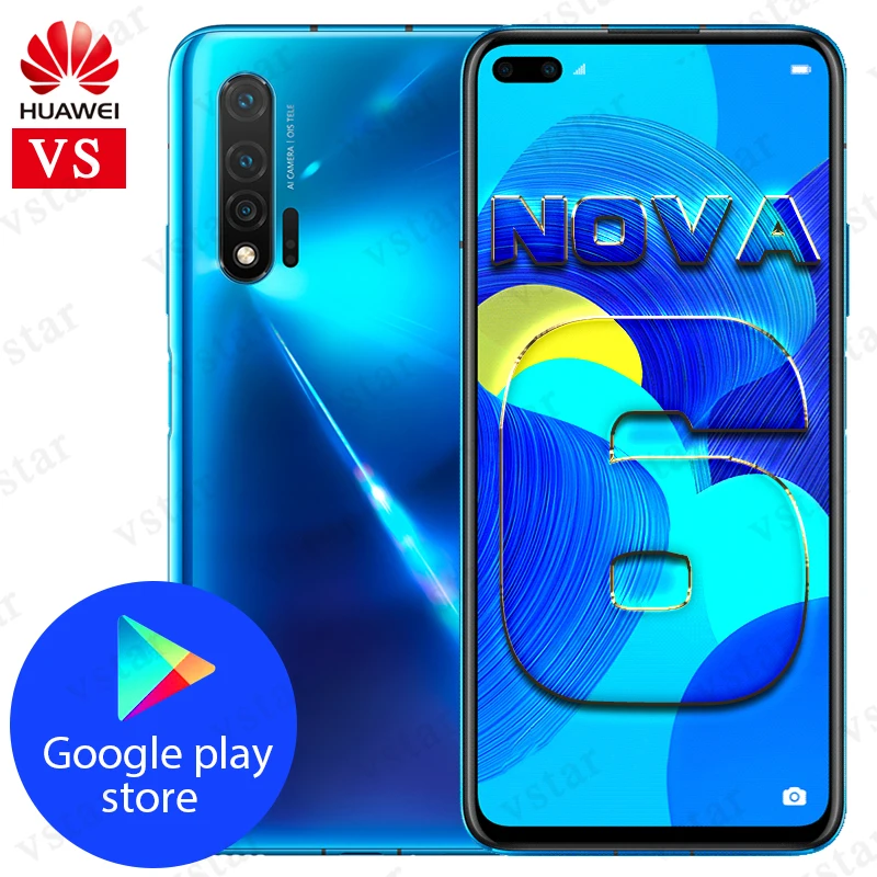 Смартфон HUAWEI Nova 6 6,57 дюймов Kirin 990 Восьмиядерный Android 10,0 разблокировка лица NFC Google Play