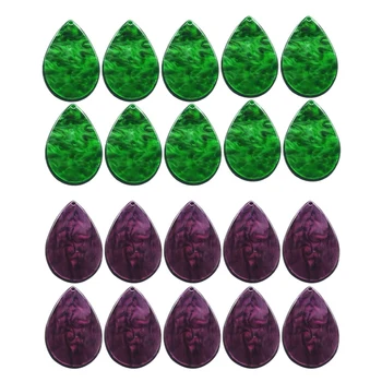 

20pcs Acrylic Accessories Earrings Handmade Material Acetate Drop Shape - 10pcs Green & 10pcs Purple