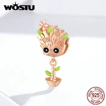 

WOSTU Hot Fashion 925 Sterling Silver Treant Rose Gold Charms Fit Original Bracelet Pendant Beads Authentic Jewelry Gift FNC130