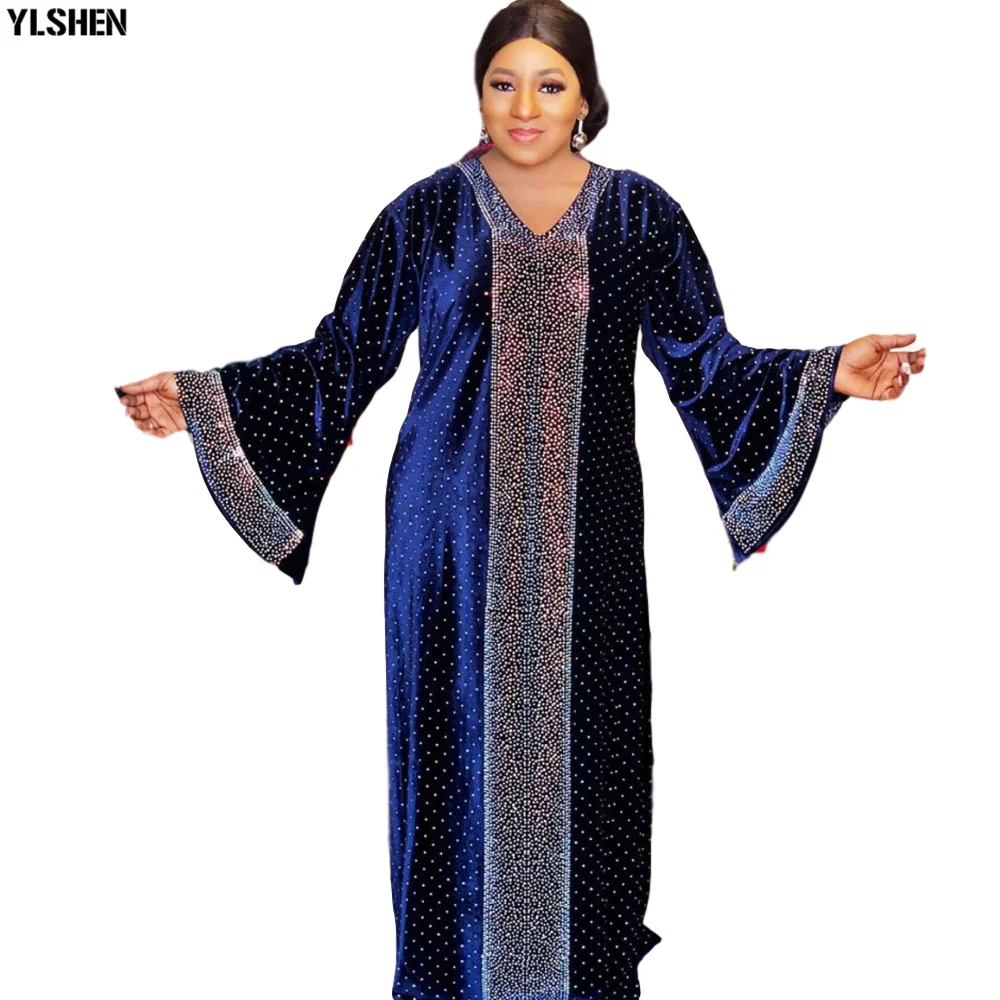 Plus Size African Dresses for Women Bazin Boubou Robe Africaine Femme Clothes Dashiki Long Abayas Muslim Dress Africa Clothing 09