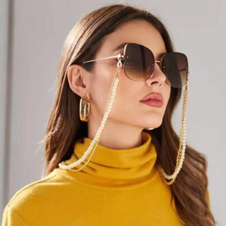 Шикарная модная цепочка для очков для чтения для женщин, женские металлические солнцезащитные очки, повседневные жемчужные бисерные очки с цепочкой для очков для женщин - Цвет: 3 Sunglasses chain