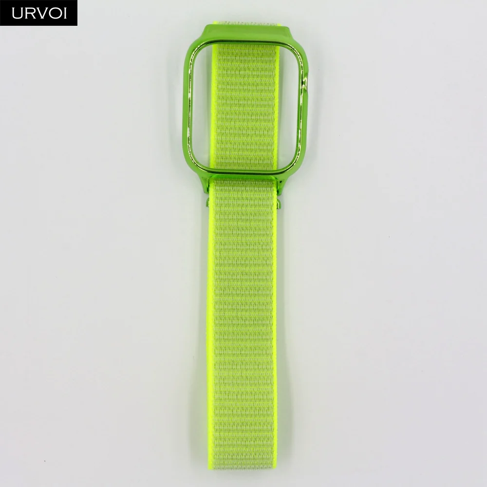 URVOI Спортивная петля для apple watch series 54 3 2 1 полоса светоотражающий ремешок для iwatch с корпусом ПК тканый нейлоновый дышащий ремешок - Цвет ремешка: Flash Light